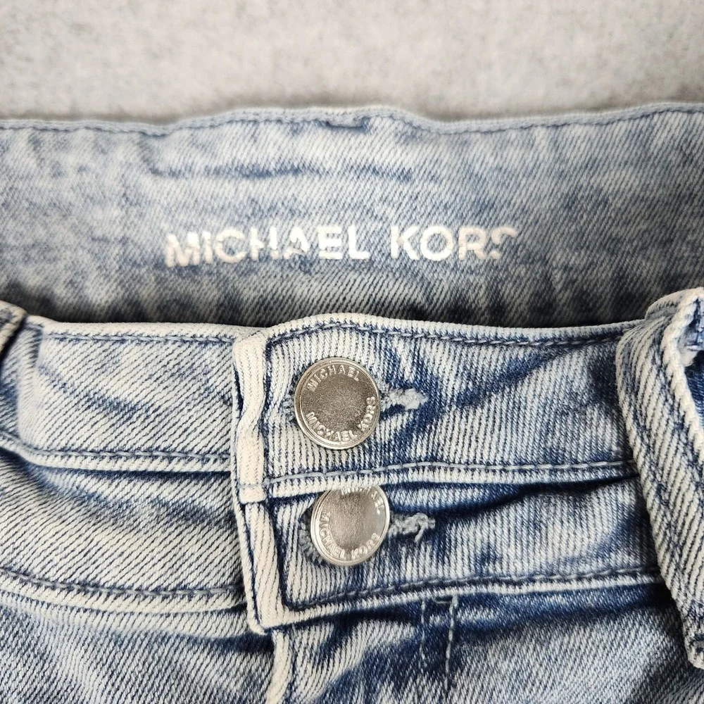 Michael Kors Jeans Womens 8 Light Blue Denim Acid Wash High Rise Boho Wide Leg